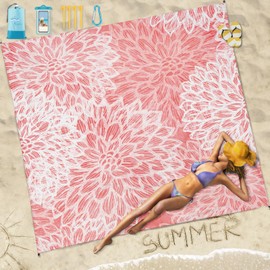 Famstar Beach Blanket Sandproof Waterproof 78''×81''1-5 Adults Oversized,Compact Lightweight Durable Beach Mat for Travel Camping Hiking Picnic Blanket