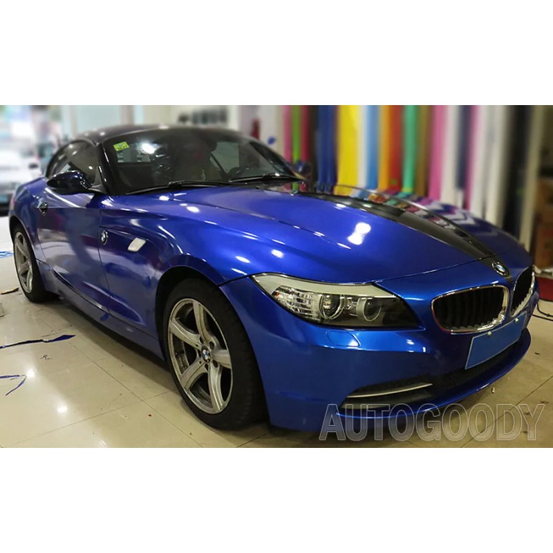 AUTOGOODY 12" x 60" Super Gloss Metallic Blue Vinyl Film