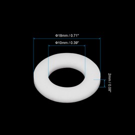 PATIKIL Flat Washers, 100 Pcs 18mm OD 10mm ID 2mm Thickness PTFE Seal Washers Flange Gasket Sealing Gasket for Faucet Pipe Water Hose