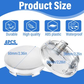 UEIOAVL Wheel Hub Caps, 4 Pieces Rim Covers, Electroplated Coloured Wheel Covers for Wheel Hubs, Universal Car Accessories, Wheel Trims (Outer Diameter 60mm, Inner Diameter 56mm)