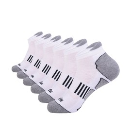 JOYNÉE Men's 6 Pack Athletic No Show Performance Comfort Cushioned Low Cut Running Tab Socks,White,Sock Size:10-13