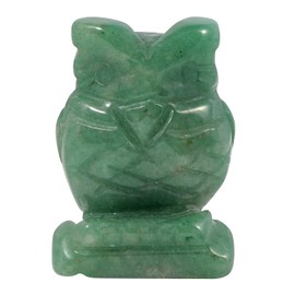 Lovionus89 Natural Green Aventurine Owl Bird Statue, Hand Carved Healing Crystal Animal Figurines Home Decoration 1.5 inches
