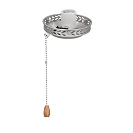 Aspen Creative 22001-11, One-Light Ceiling Fan Fitter Light Kit with Pull Chain, Brushed Nickel