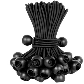 Bungee Cord, Ball Stop, Tent Tension Cord, Black, Diameter 1.0 inches (2.5 cm), Length 8.3 inches (21 cm), Set of 30
