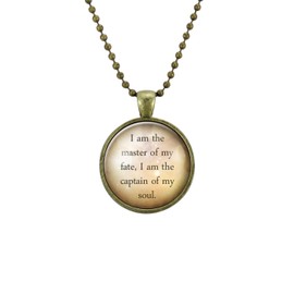 I Am The Master Of My Fate Invictus William Ernest Henley Quote Necklace Pendant