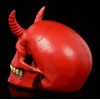 Figuren Shop GmbH Gothic-Teufels-Totenkopf mit Hörner - Roter Dämon |