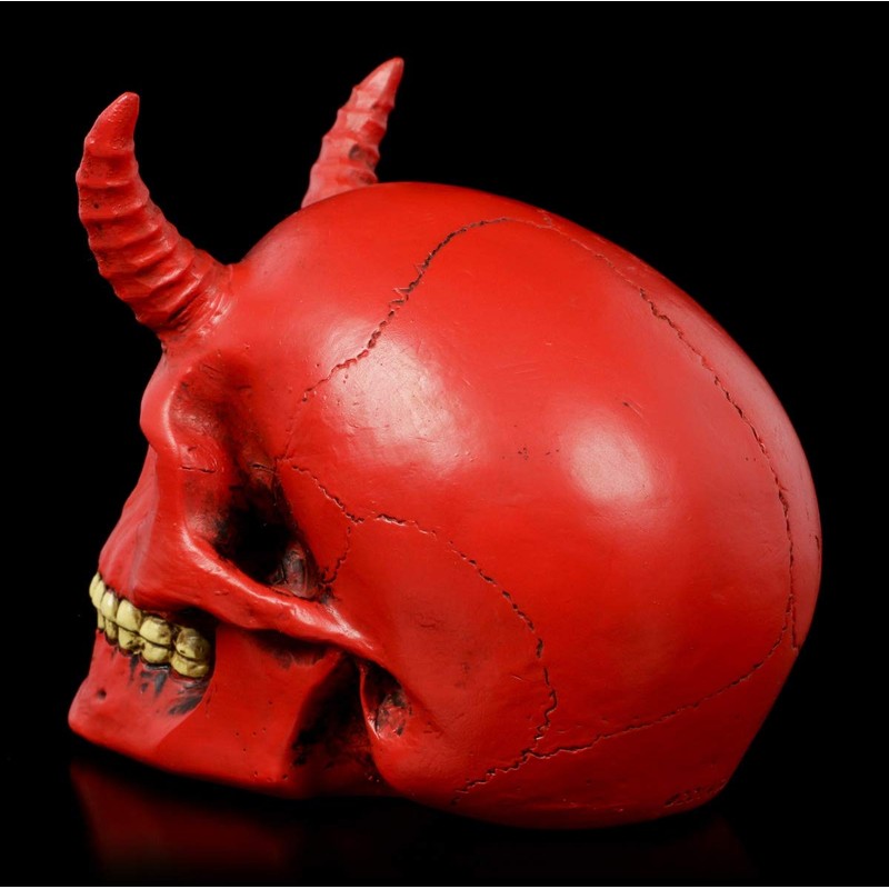 Figuren Shop GmbH Gothic-Teufels-Totenkopf mit Hörner - Roter Dämon |