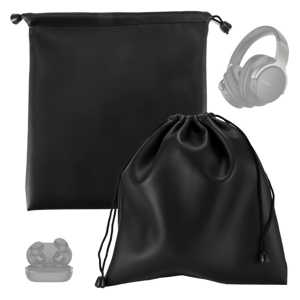Headphone Case Storage Bag, 2pcs Wireless Bluetooth Headphones storage, Waterproof PU Earphone Bag Headphone Carrying Bag Travel Bag, Headphones Drawstring Bag Carry Bags Headphone Storage Bag
