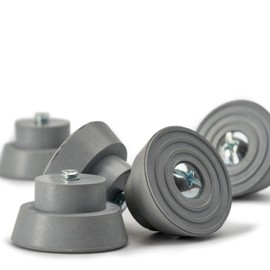 Door Stopper Replacement Rubber Tips - Ribbed Rubber Foot Door Stop Tips for Kickdown/Drop Down Door Stop Holder - Pack of 5 Durable Rubber Door Stoppers with Screws - Grey