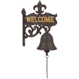 Juvale Cast Iron Dinner Bell - Antique Vintage Outdoor Black Cast Iron Bell for Front Door, Porch, Home Decor, and Wall Decor - 6.7 x 8.9 x 0.8 in
