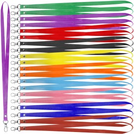Pack of 20 Colourful Nylon Lanyards with Swivel Clasp, Neck Strap Lanyards, Office Badges Lanyards, Multicoloured Neck Straps for Mobile Phones, Keys, Office, ID Card, multi-coloured