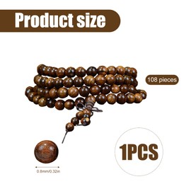 Vierone 8mm Mala Beads 108 Prayer Beads Brown Bracelet Natural Wood Mala Beads Buddhist Prayer Beads Tibetan Buddhist Buddha Meditation Worry Beads Necklace Bracelet Bead Bracelets for Womens Men