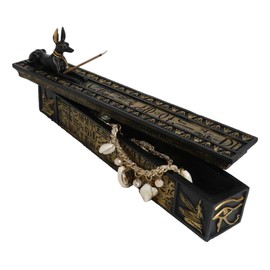 Ebros Gift Egyptian God of The Dead Anubis Jackal Dog Incense Burner and Storage Box Holder Sculpture Home Fragrance Accessory Egypt God of Afterlife and Mummification Usher of The Dead Figurine