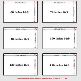 150-Inch Projector Screen, Foldable & Washable Projector Screen, High Density Ironing 16:9 Polyester Projection Screen for Outdoor & Indoor Use