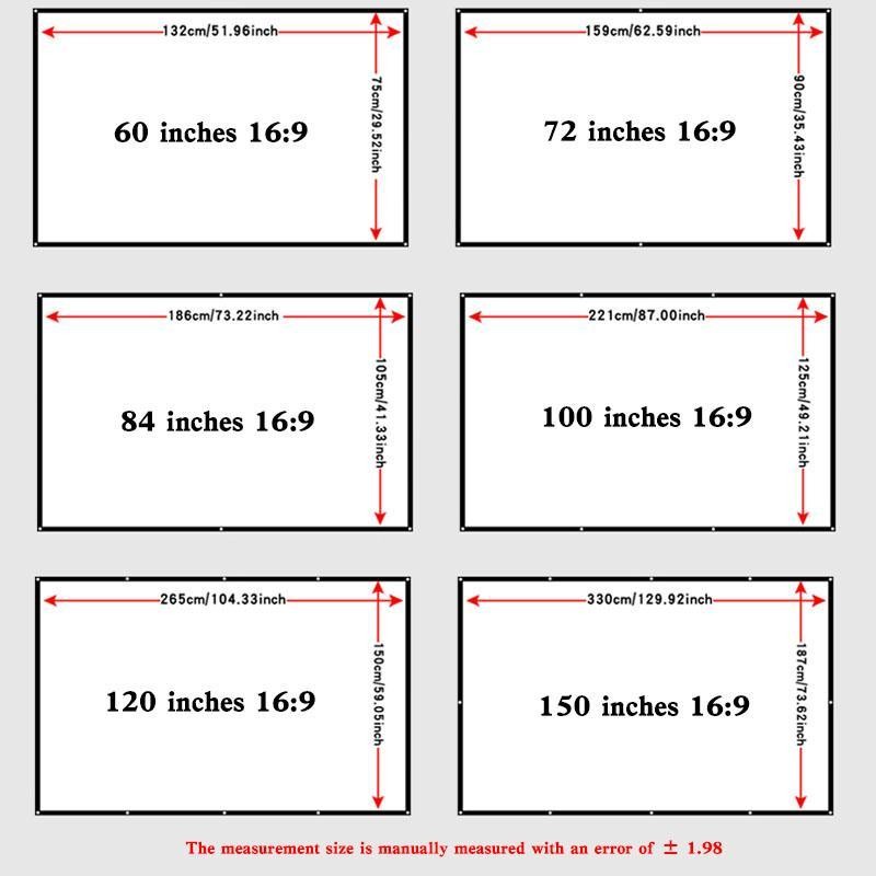 150-Inch Projector Screen, Foldable & Washable Projector Screen, High Density