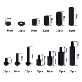 Lystaii 320pcs M3 Nylon Hex Spacer Standoff Kit Male Female Screw Nut Threaded Pillar Hex Standoff PCB Motherboard Circuit Board Standoffs Mounting Hardware Spacer Assortment Kit (Black)