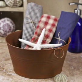 Factory Direct Craft Set of 2 Rusty Tin Primitive Wash Tub