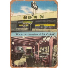 10 x 14 METAL SIGN - California Postcard - The Den Supper Club - Vintage Rusty Look