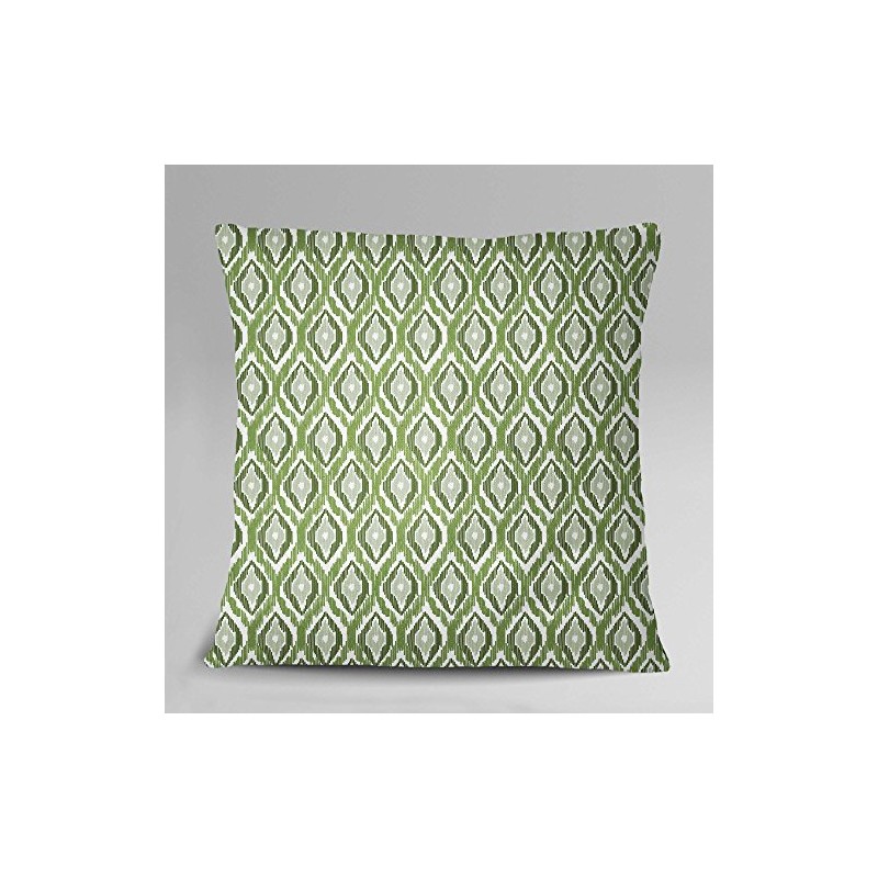 S4Sassy Ikat Print Olive Green 2 Pcs Cotton Poplin Cushion