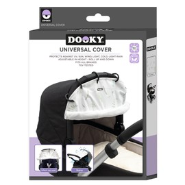 Dooky - Sun Protection for Prams, Buggies and Baby Seat - Tuscany White - Awning Weather Protection, Wind Protection and Rain Protection Pram Parasol Buggy - Cotton - L x W x H = 26 x 3 x 18 cm