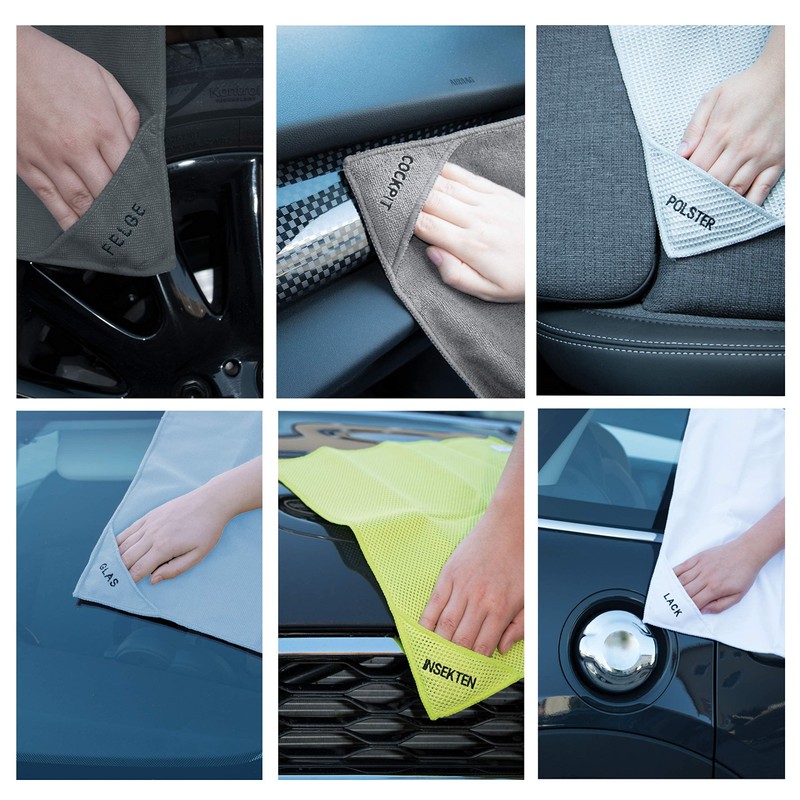ZOLLNER 6er Set Auto Reinigungstücher aus Microfaser, 40x40 cm