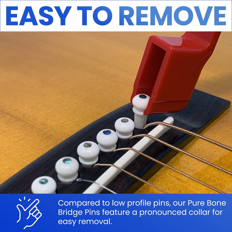 Crosby Slotted Pure Bone Bridge Pins with Abalone Dot Inlay