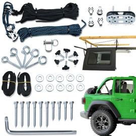 Hard Top Removal Lift for Jeep Wrangler - Top Lift Hoist for Jeep JL JK Models and Ford, Single Person Operation Roof Lift, Safe Anti-Drop System, Supports 8-16 ft. Ceiling, Bonus 6 T Knobs