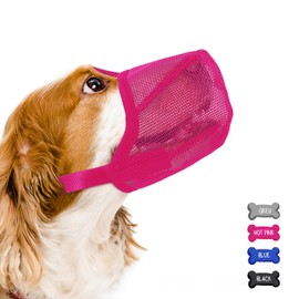 Full-Covered Dog Muzzle for Extra Small Dogs Anti-bite Air Mesh Dog Muzzle with Adjustable Straps, Breathable Drinkable Prevent Biting Barking Chewing Licking-Black, XS (4½”-6½”)