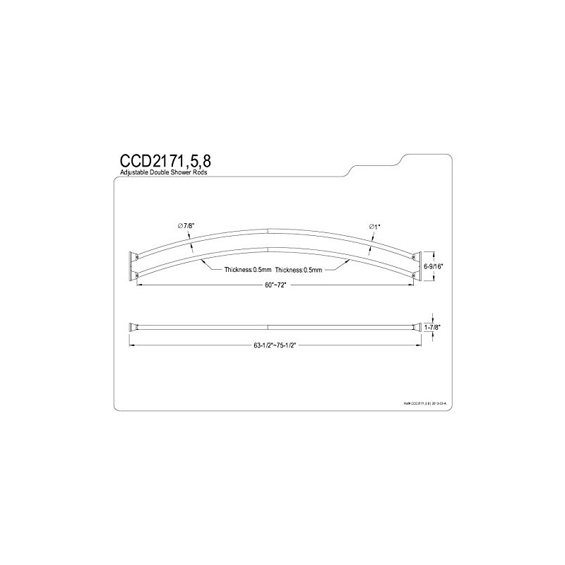 Kingston Brass CCD2175 Adjustable 60-Inch-72-Inch Double Curved Stainless Steel Shower
