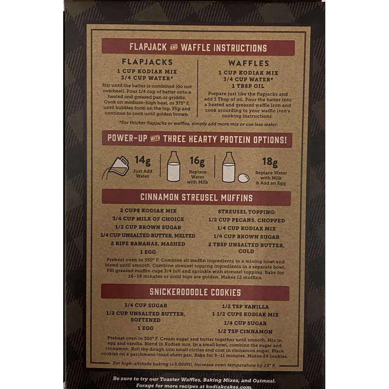 Kodiak Protein Power Cakes CINNAMON OAT Pancake Flapjack & Waffle