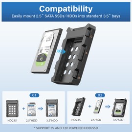 2.5 to 3.5 inch SSD/HDD Mounting Bracket, SATA III Drive Bay Adapter, Fits 7/9.5/12.5mm Drives (1)