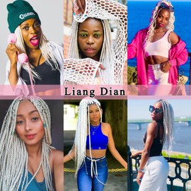 Liang Dian Pre-Stretched Braiding Hair 30 inch 6 packs Hot Water Setting Synthetic Hair Crochet Braiding Hair Extension(white)