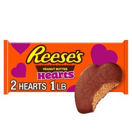 REESE'S Milk Chocolate Snack Size Peanut Butter Hearts, Valentine's Candy Gift Box, 28.8 oz