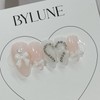 Heart Chain Handmade Nail Tips - Short Square / 하트체인