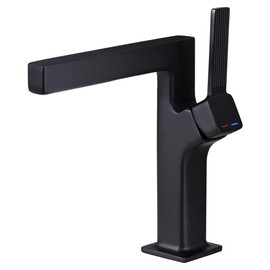 HMEGAO Black Waterfall Bathroom Faucet 1 Hole, Brass Bathroom Faucets Single Handle, Widespread Modern Faucet for Bathroom Sink Vanity Restroom RV, Drain Assembly Included