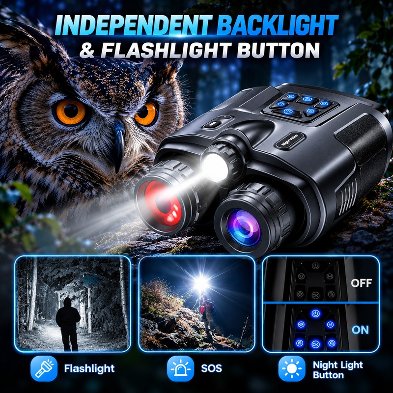 Night Vision Binoculars for Outdoor Viewing – 4K Recording, 8X