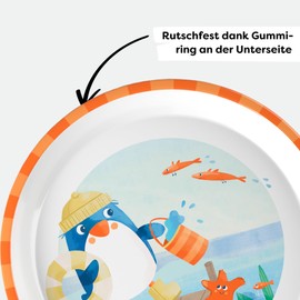 HABA Children's Plate Penguin - Practical Melamine Plate with Penguin Motif - Non-Slip - Dishwasher Safe - From 12 Months - 2012441001