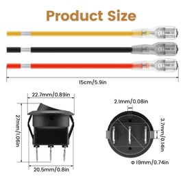 BaYiToo 10 Pcs 3-Positions 3-Pins Round Rocker Switches with Wires, 3A/250V 6A/125VAC 3 Way Mini Circle Toggle Switch for Car Stereo Marine Boat (ON/Off/ON)