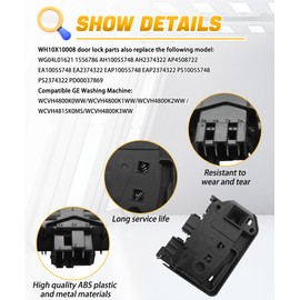 Wh10x10008 Washer Door Lock Replacement Wg04L01621 Clothes Washer Door Lock Switch Assembly(OEM) Fits for Ge Wcvh4800k0ww Wcvh4800k1ww Washer Parts- 1 Year Warranty