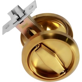 Stainless Steel 304 Black Round Recessed Door Lock, Hidden Recessed Install Cup Door Knob Lock, Recessed Door Handles Pulls Latch Knob, Pocket Door Handle Without Keys (Gold)