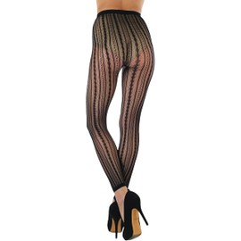 ToBeInStyle Women's Single Footless Cascading Diamonds Fishnet - Black - One Size