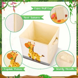 Kigley 6 Pcs Collapsible Cube Storage Bins Kids Foldable Storage Cube Organizer Fabric Toy Box Decorative Kids Storage with Handles for Home Nursery Bedroom, 10.6 x 10.6 Inch (Cute Animal)