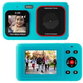Digital Camera for Teens, 1080P FHD Camera, Point and Shoot Digital Camera with 32GB Memory, Dual Screen,16X Zoom, Compact Small Vintage Camera Gifts for Beginners, Turquoise