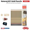 12 x Natraj Gold body Hexagonal Shape HB Graphite Pencils
