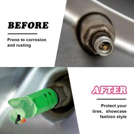 Rislobx 4Pcs Duck Tire Valve Caps, Funny Sunglasses Duck Valve Stem Caps Covers for Wheels, Decorative Cute Tire Valve Caps for Car Accessories (Hexagon Duck Green)