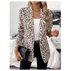 MakeMeChic Women's Leopard Print Open Front Shawl Collar Long Sleeve