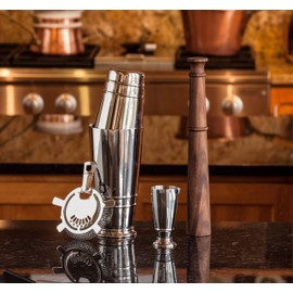 Crafthouse by Fortessa Professional Barware/Bar Tools by Charles Joly, Boston Shaker Gift Set, Silver