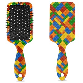 Kids Hair Brush for Boys Girls Toddler - Detangler Hairbrush for Wet Dry Thin Long Curly Hair Pain-Free Comb Glide Through Tangles with Ease and Massage Scalp (Yellow Building Blocks)