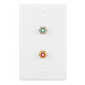 Double RCA Connector US Standard 2 RCA Interfaces Audio Video Wall Plate Sockets for Wall Mounting, Strips and Sockets