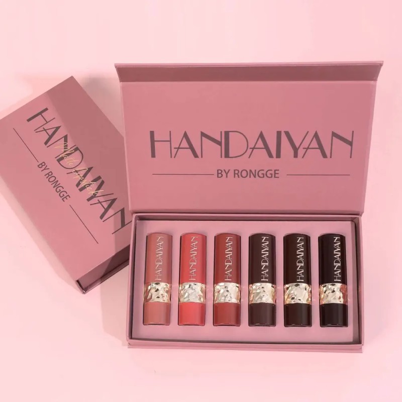 Set De 6 Lápices Labiales Mate, Colores Naturales Fáciles De